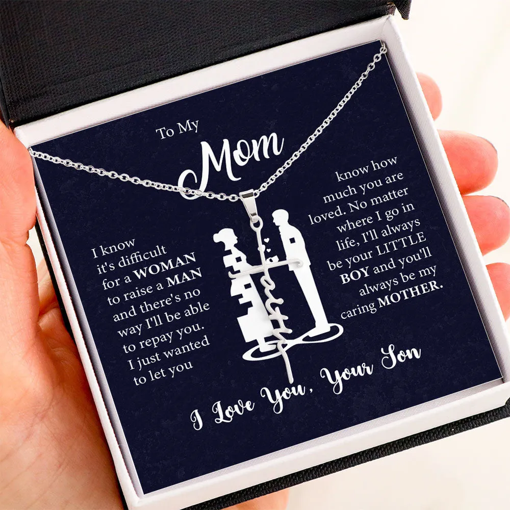 To My Mom Necklace I know it's difficult for a Woman raise a Man Love Knot Necklace Love, Son