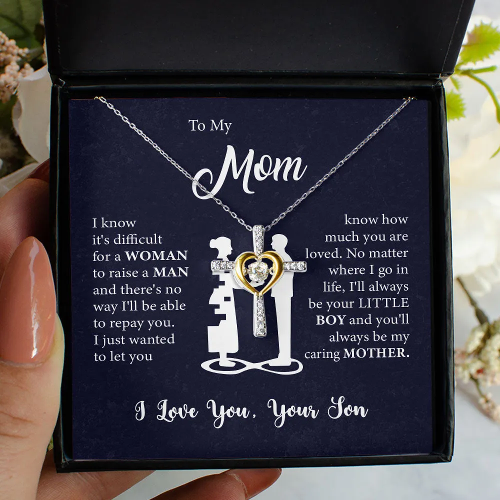 To My Mom Necklace I know it's difficult for a Woman raise a Man Love Knot Necklace Love, Son