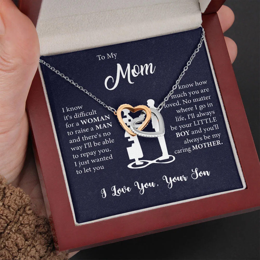 To My Mom Necklace I know it's difficult for a Woman raise a Man Love Knot Necklace Love, Son