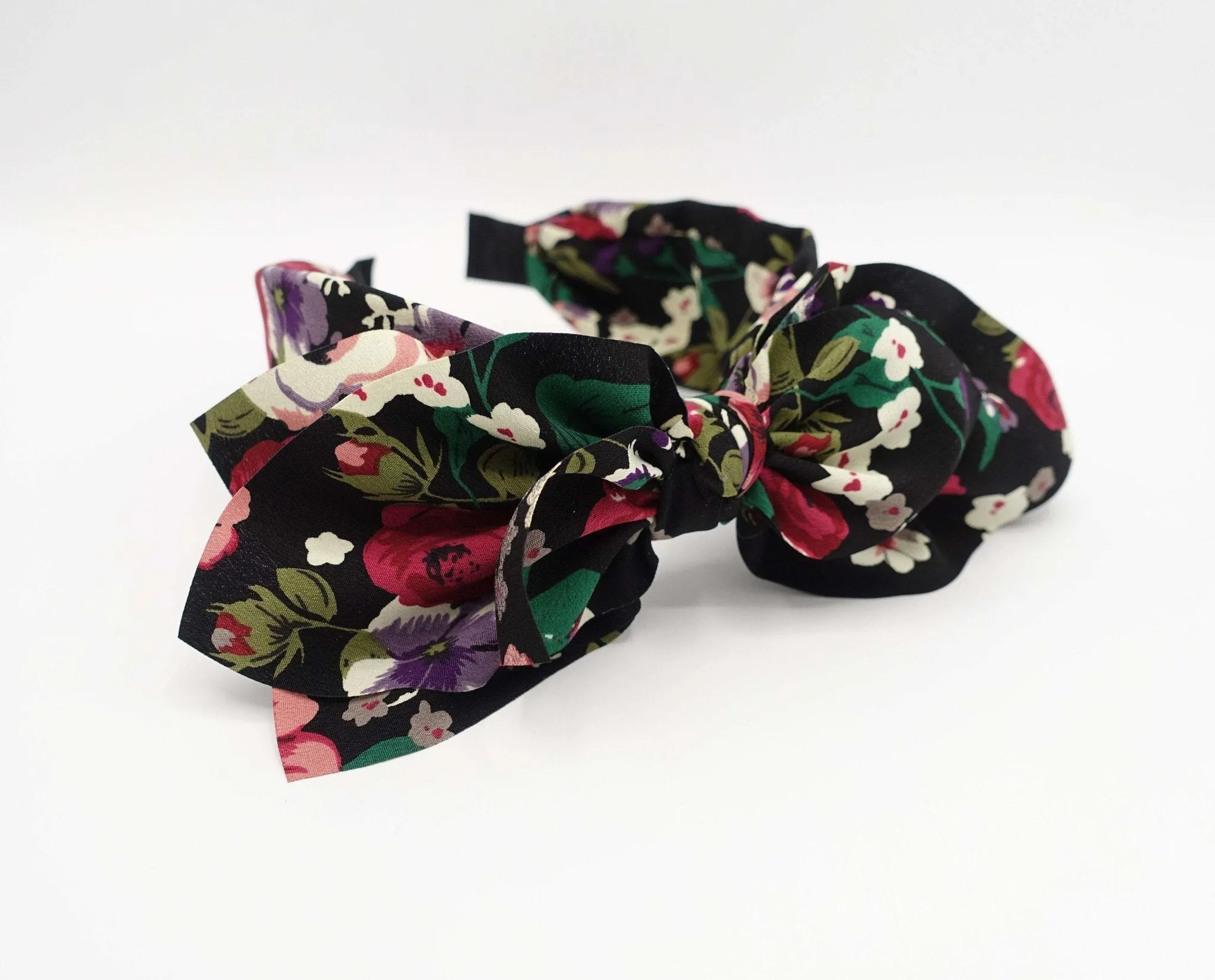 triple bow knot floral headband voluminous top bow hairband for women