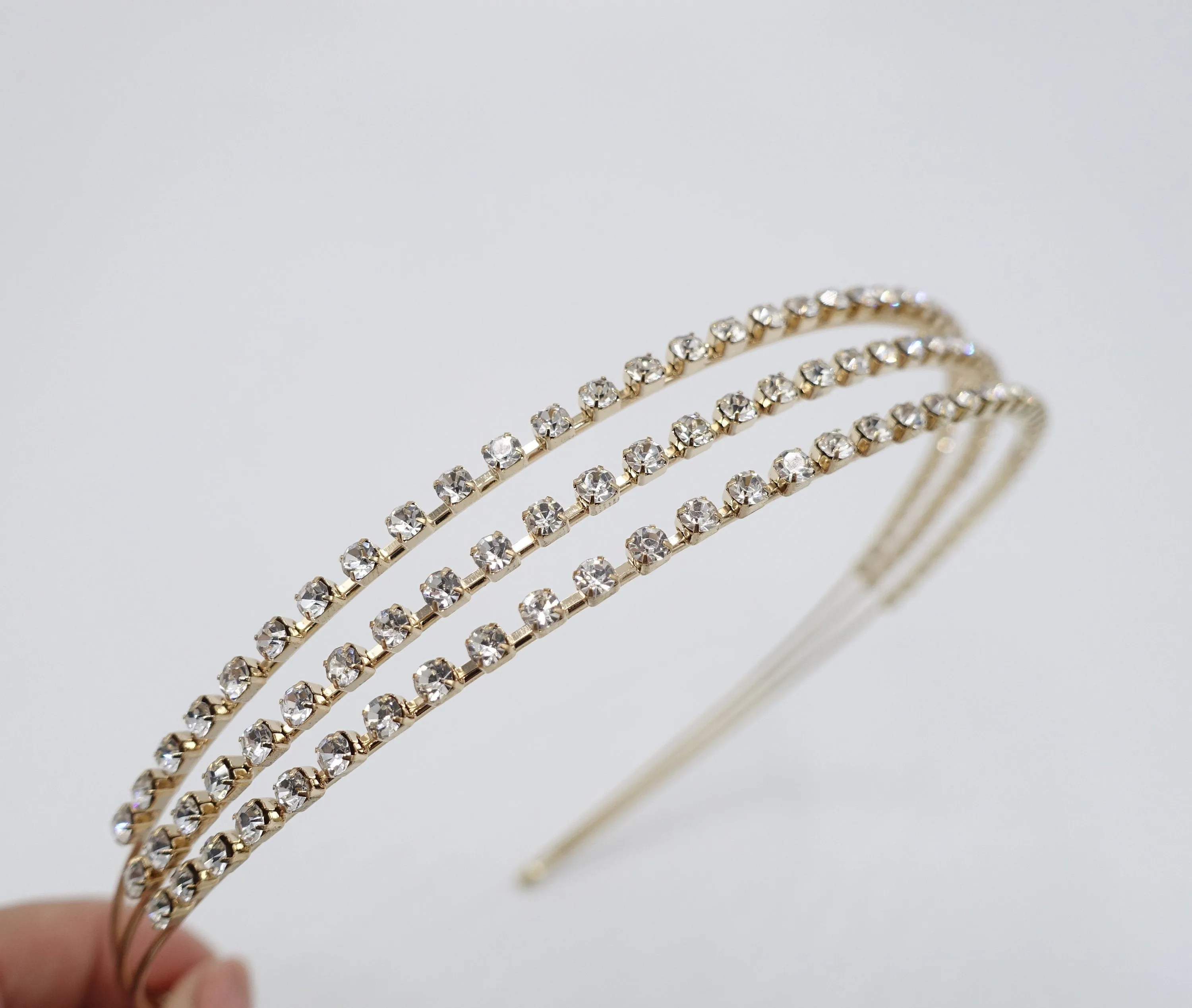 triple rhinestone thin headband bling jewel hairband for women