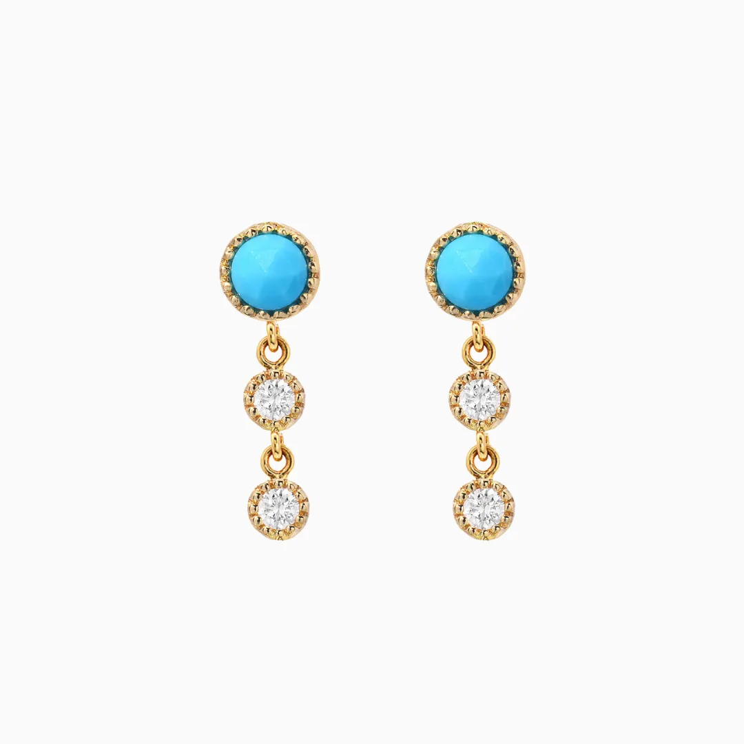 Turquoise and Diamond Mini Cascade Earrings