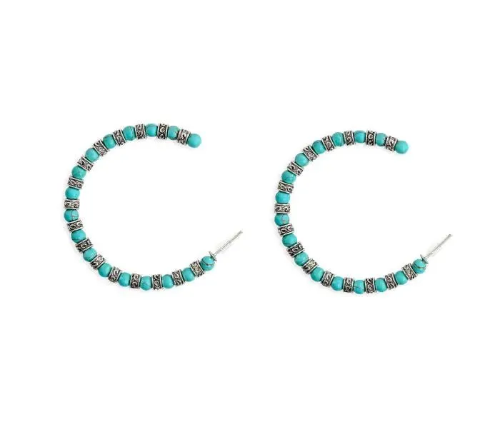 Turquoise Beaded Hoop Earrings