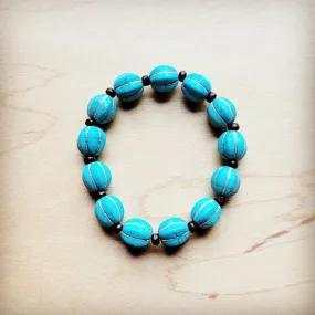 Turquoise Blue Melon Beaded Stretch Bracelet - The Jewelry Junkie