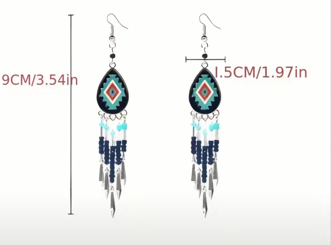 Turquoise bohemian fringe earrings