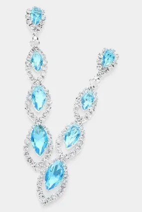 Turquoise Cubic Zirconia Marquise Drop Earrings