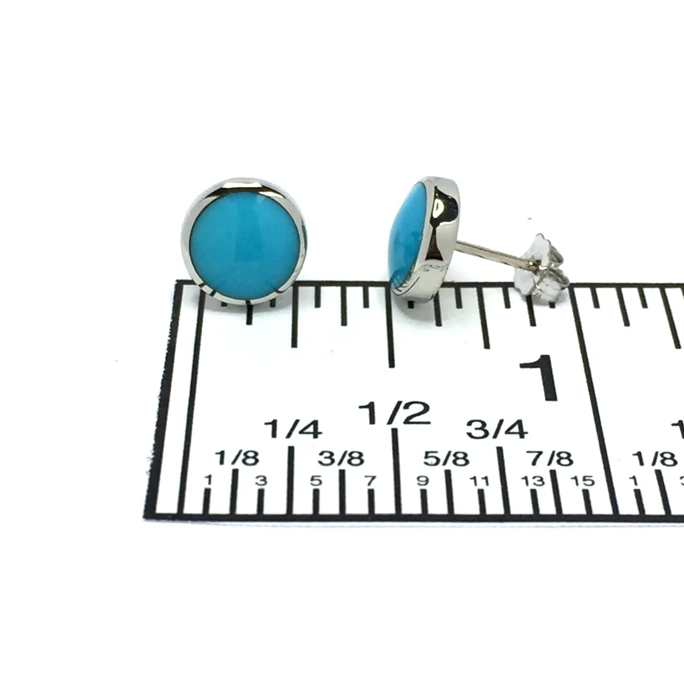 Turquoise Earrings 9mm Round Inlaid Studs