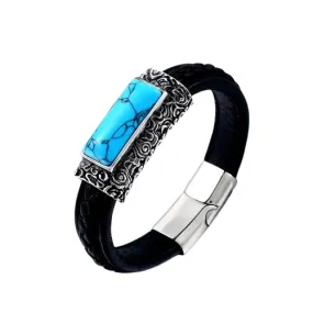 Turquoise Howlite and  Leather Bracelet