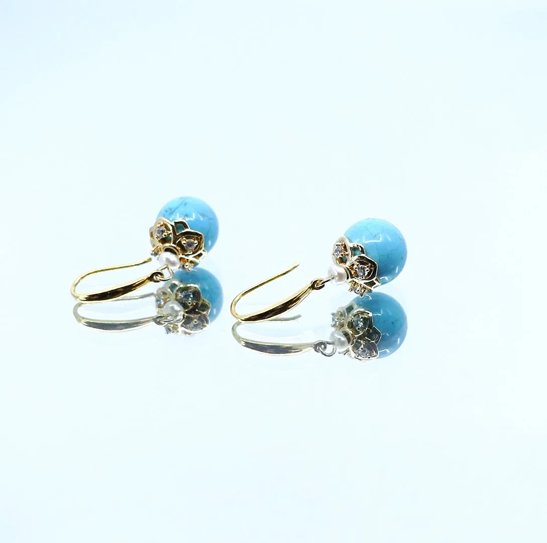 Turquoise Howlite Dangle Earrings