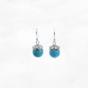 Turquoise Howlite Filigree Earrings Silver