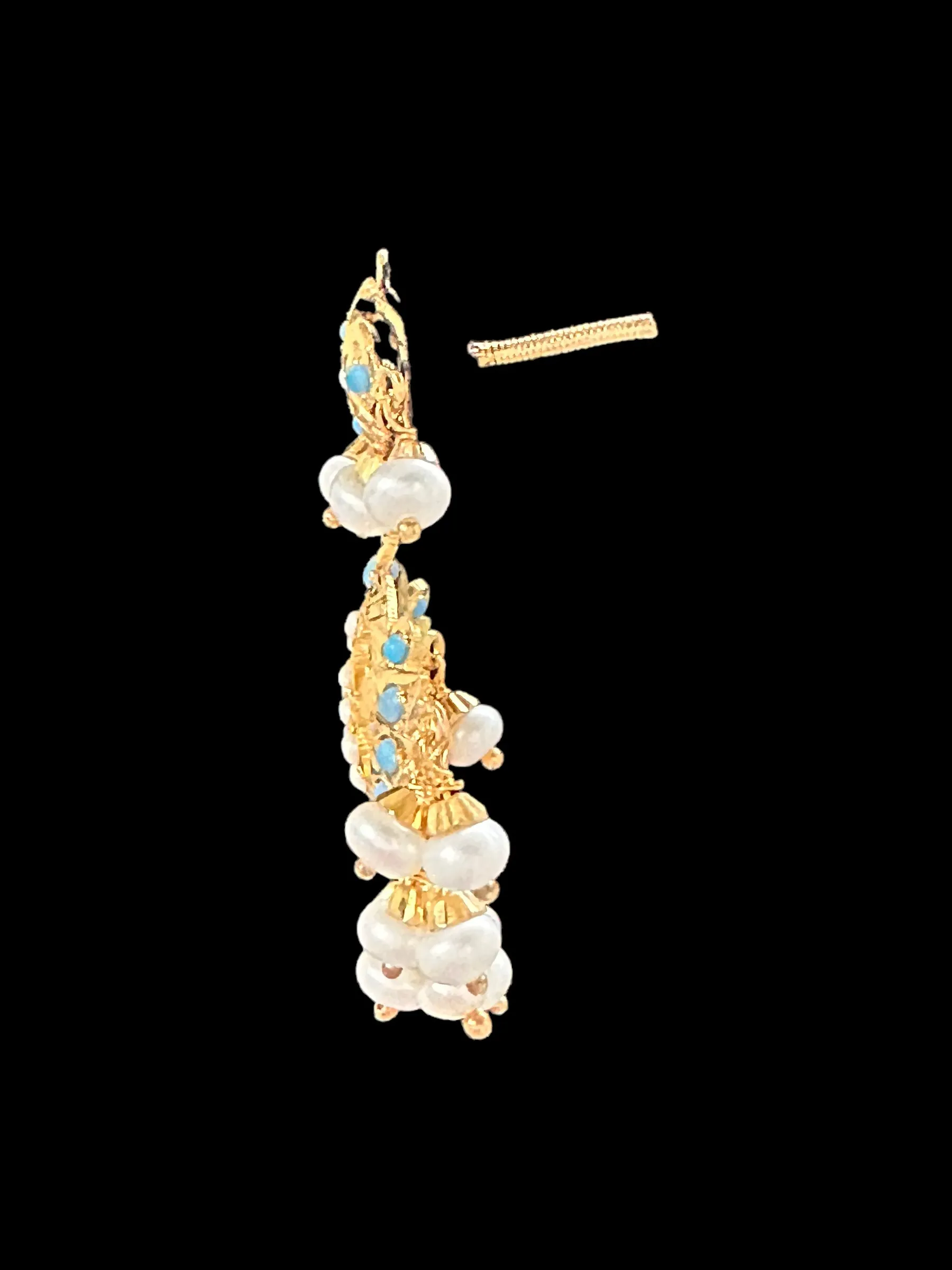 Turquoise pearl gold plated silver earrings with fresh water pearls ( SHIPS IN 3 WEEKS )