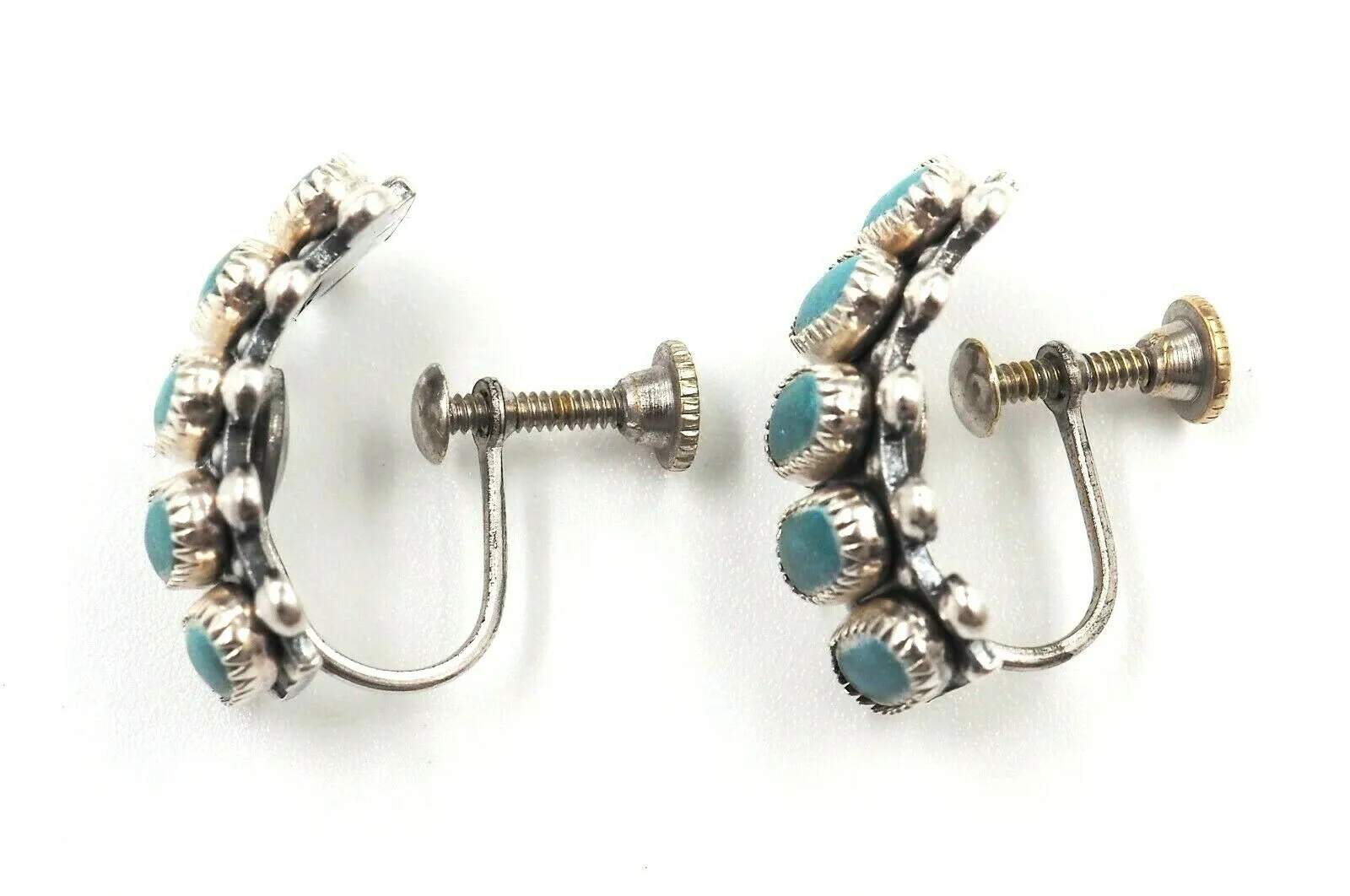 Turquoise Sterling Silver Screw Back Earrings