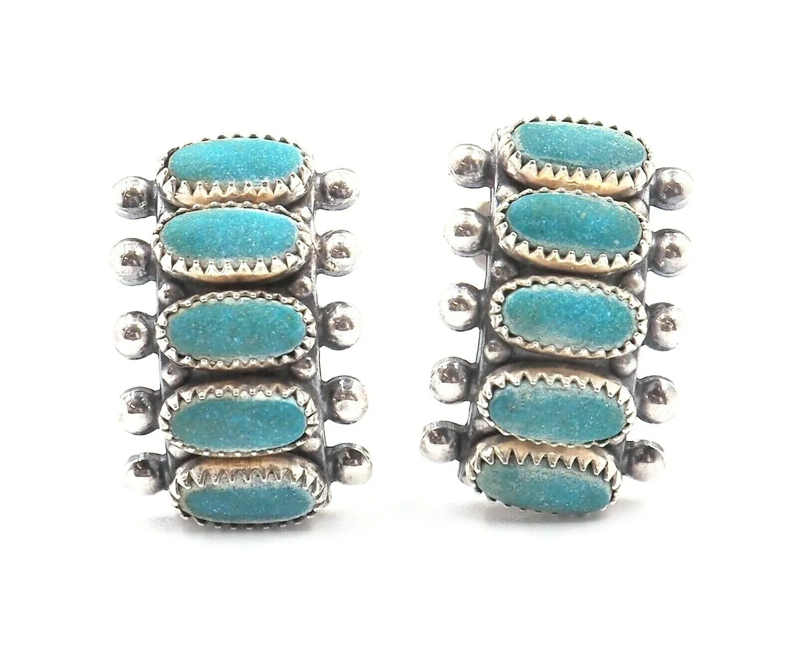 Turquoise Sterling Silver Screw Back Earrings