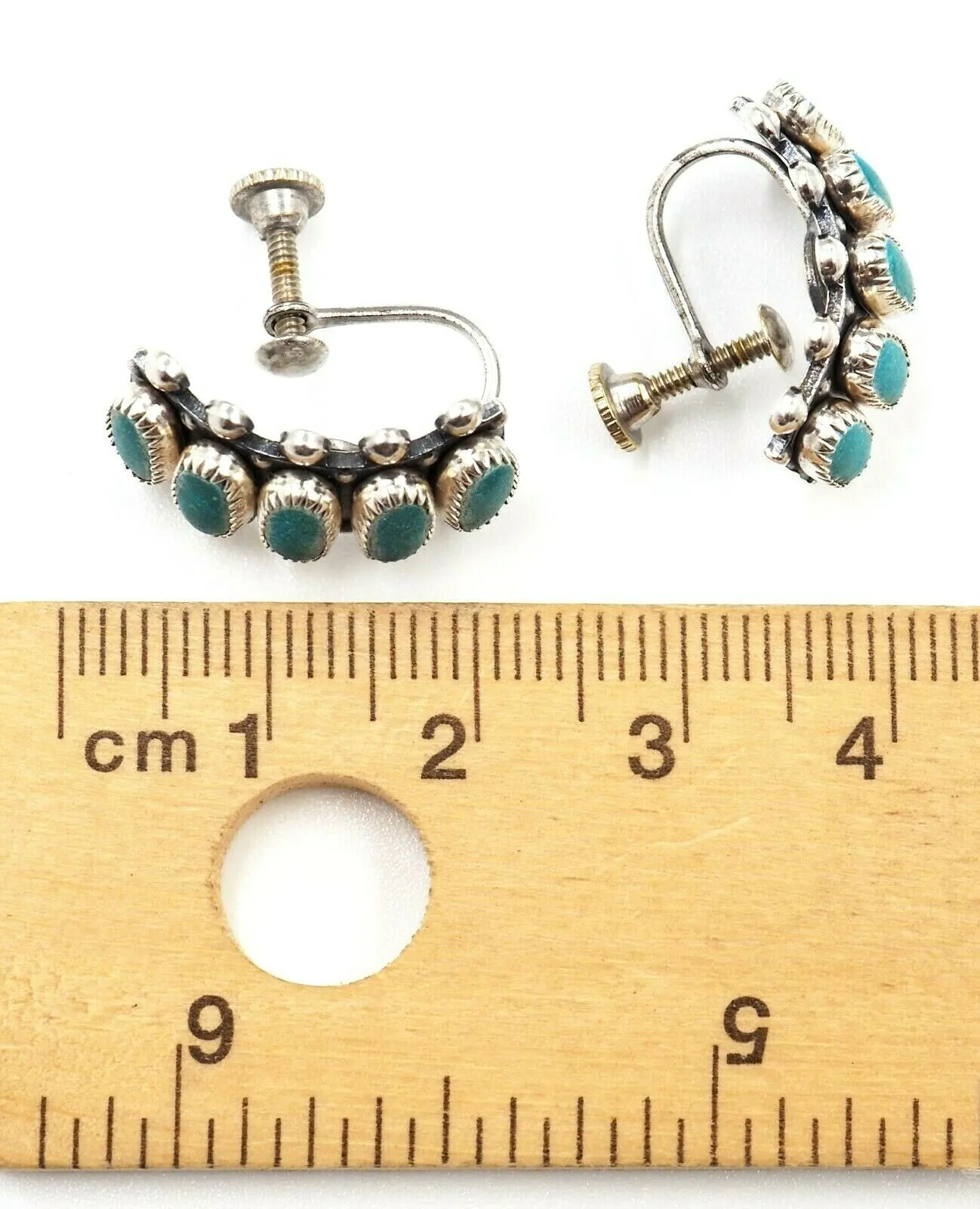 Turquoise Sterling Silver Screw Back Earrings