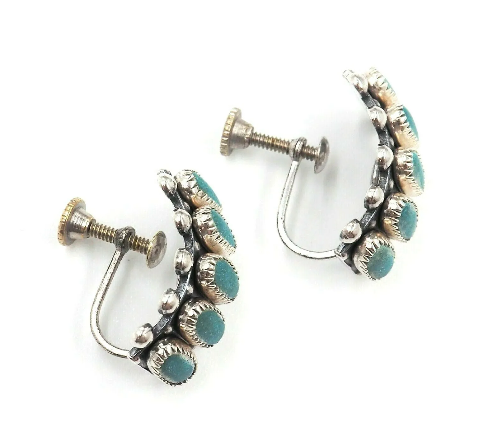 Turquoise Sterling Silver Screw Back Earrings