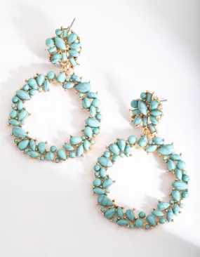 Turquoise Stone Set Circular Earrings