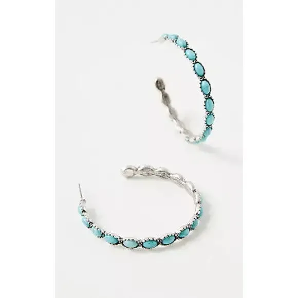 Turquoise Stud Hoop Earring