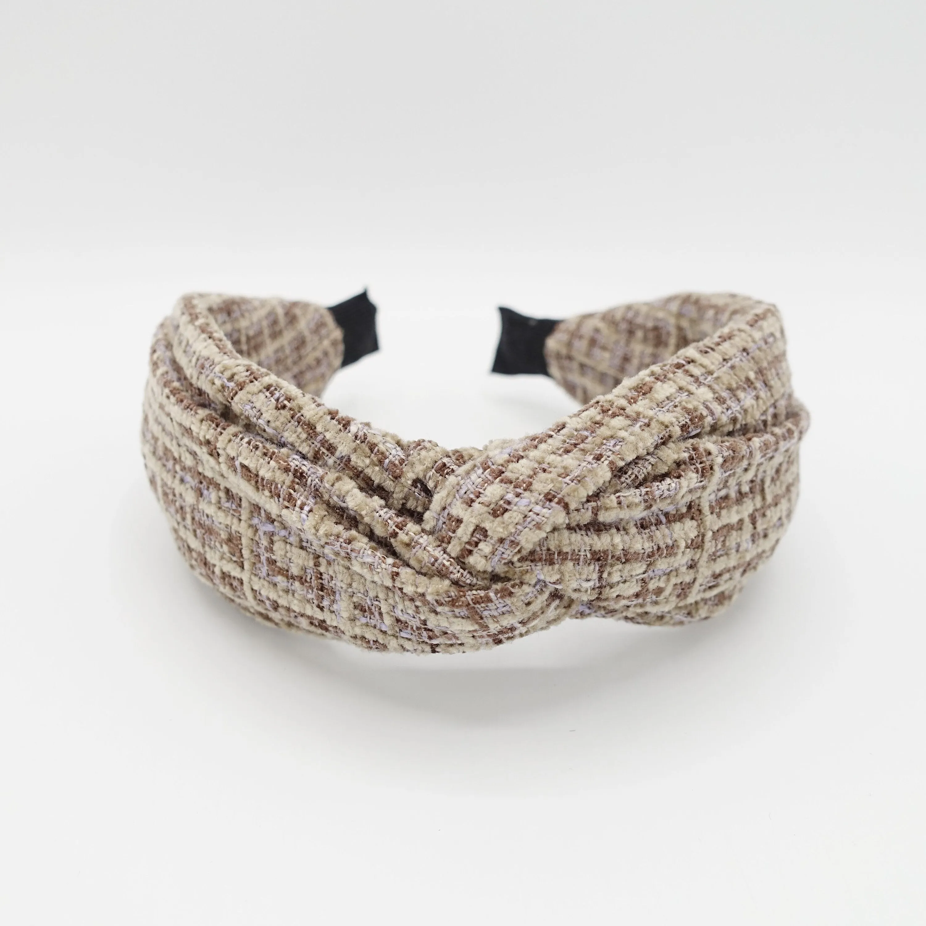 tweed cross headband  frayed pattern Fall Winter hairband women hair accessory