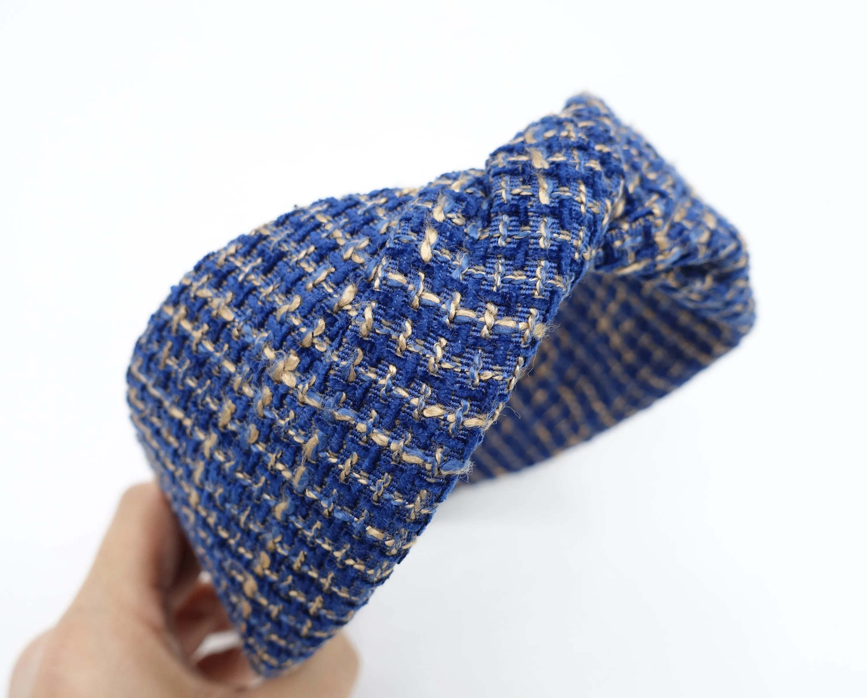 tweed waffle pattern headband twist hairband Fall Winter stylish hair accessory for women