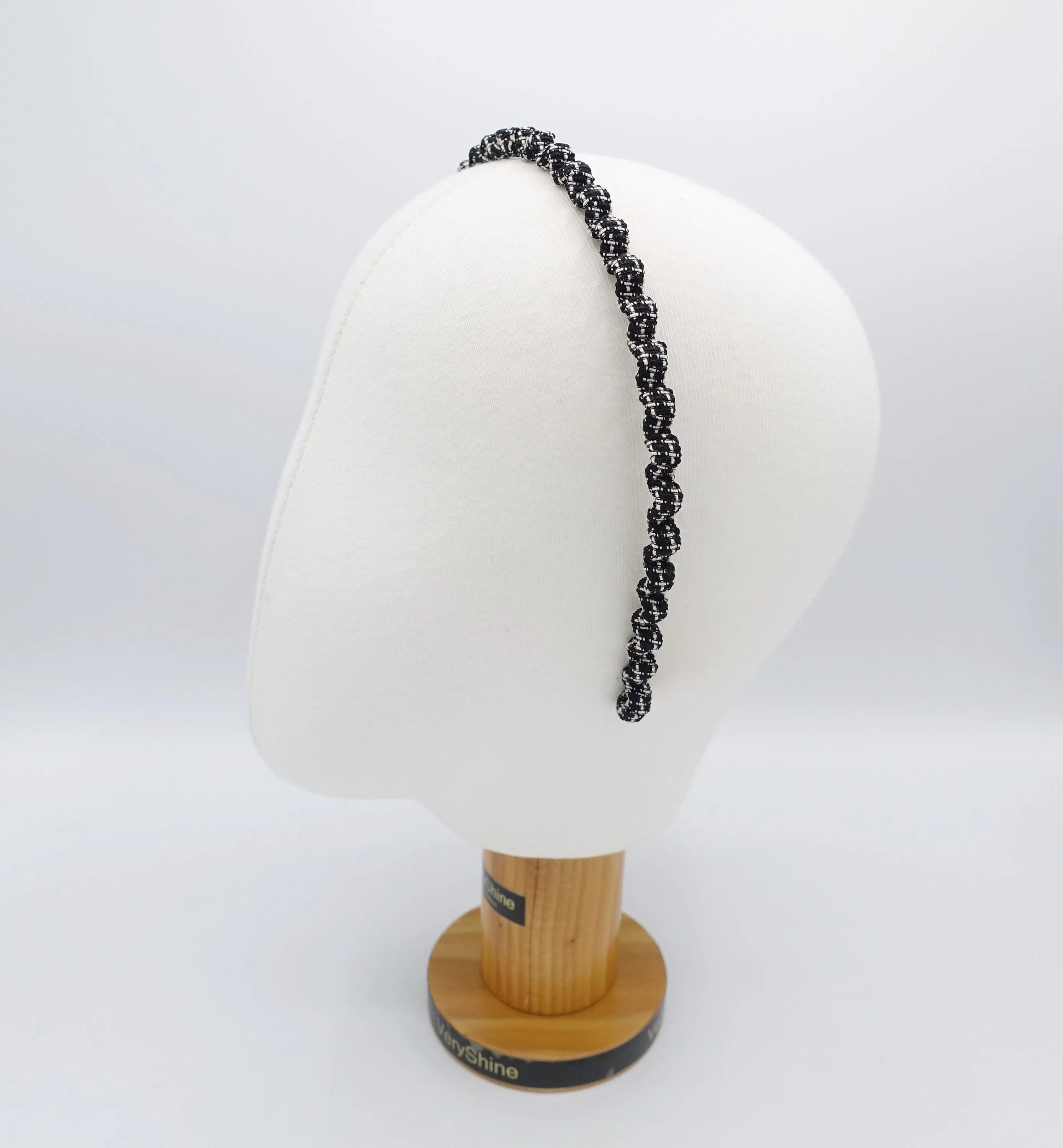 tweed wave headband thin metal hairband for women