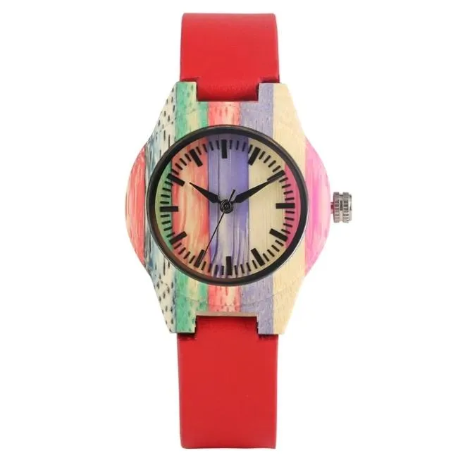 Unique Candy Colour Wood Wrist Watch