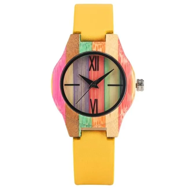 Unique Candy Colour Wood Wrist Watch