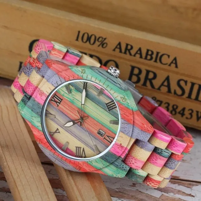 Unique Candy Colour Wood Wrist Watch