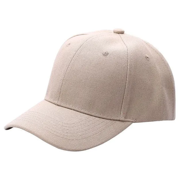 Unisex Curved Visor Baseball Cap - Solid Color - Cotton