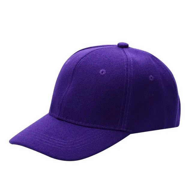 Unisex Curved Visor Baseball Cap - Solid Color - Cotton