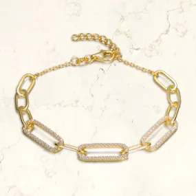 Vilette Classic Golden CZ Link Bracelet