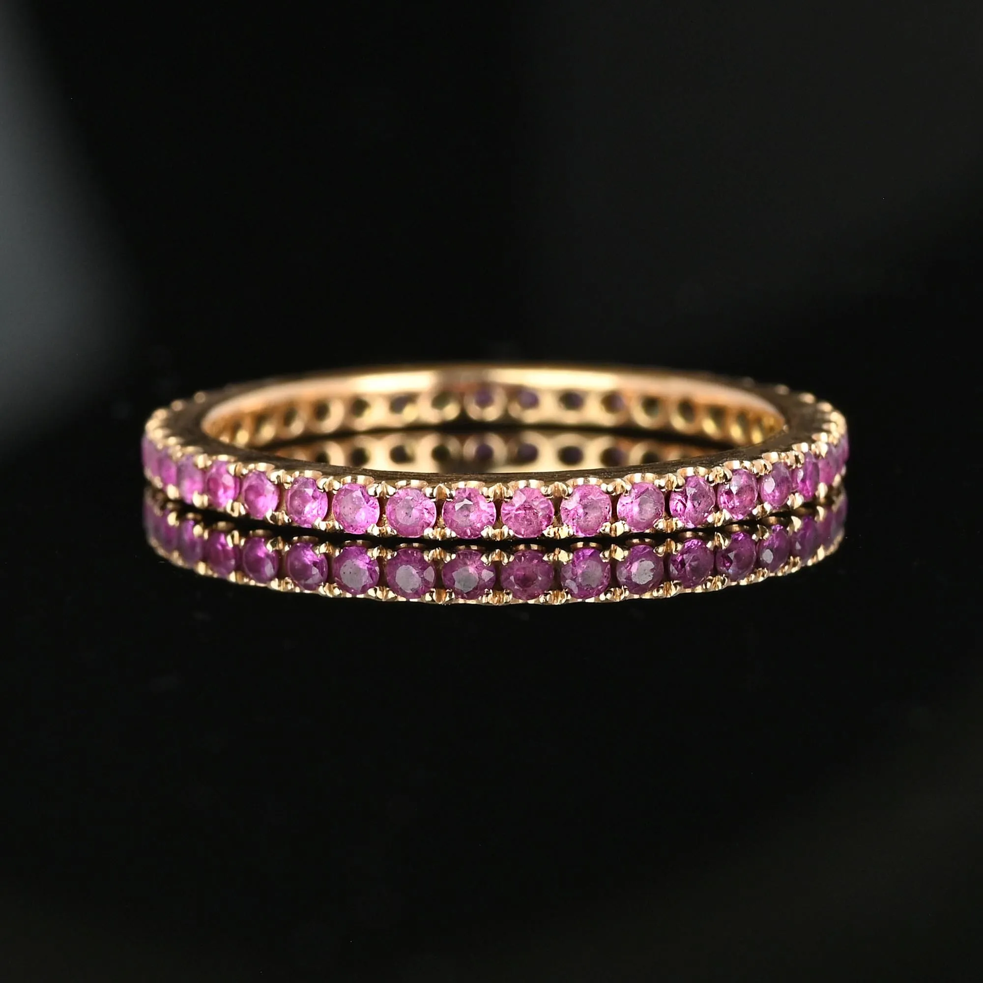 Vintage 18K Rose Gold Full Eternity Pink Sapphire Ring Band