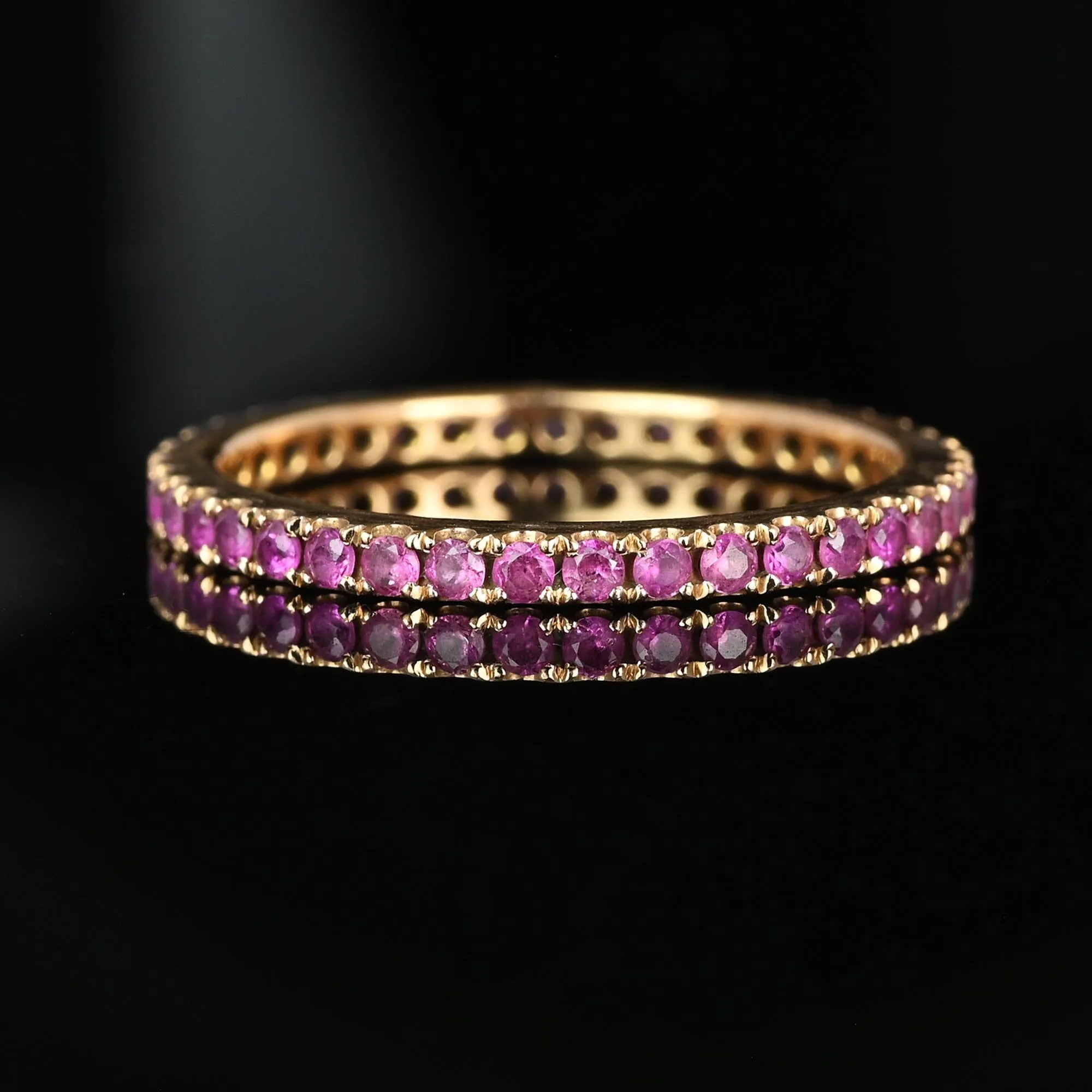 Vintage 18K Rose Gold Full Eternity Pink Sapphire Ring Band