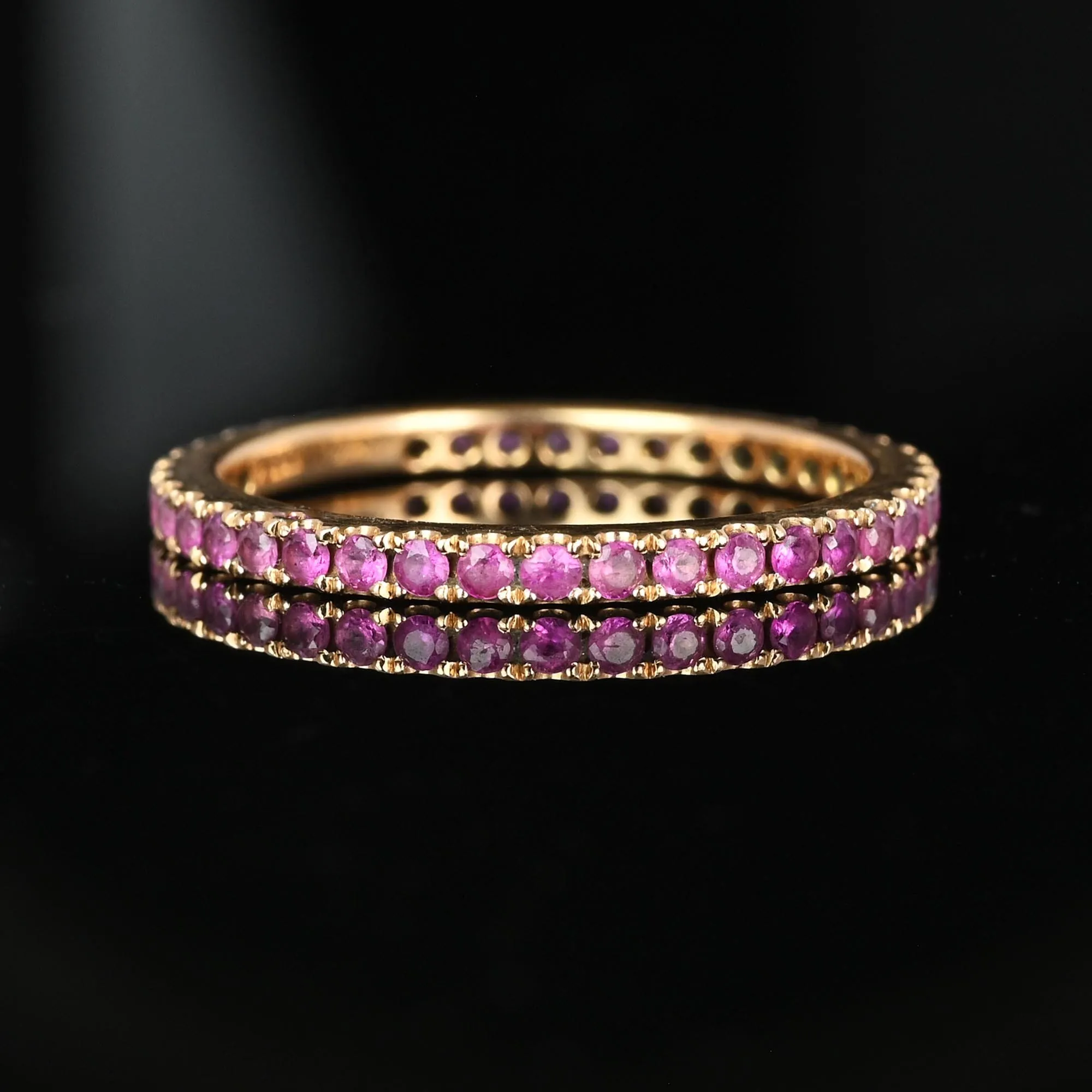 Vintage 18K Rose Gold Full Eternity Pink Sapphire Ring Band