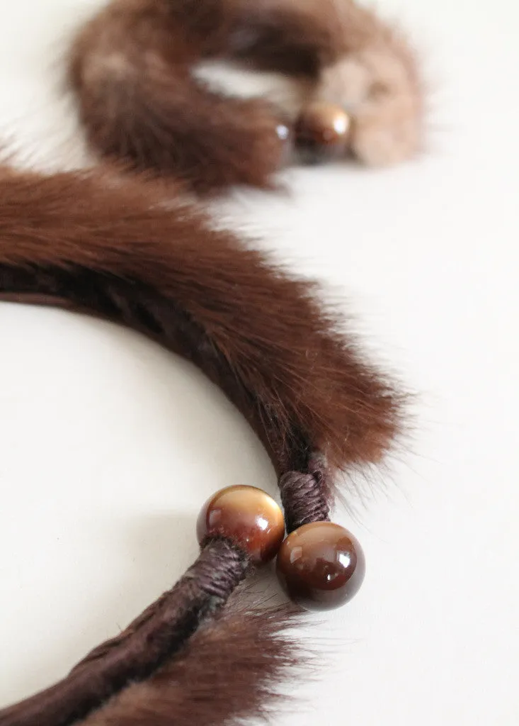 Vintage 1950s Mink Choker Necklace and Bracelet