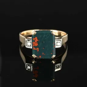 Vintage Gold Diamond Bloodstone Ring