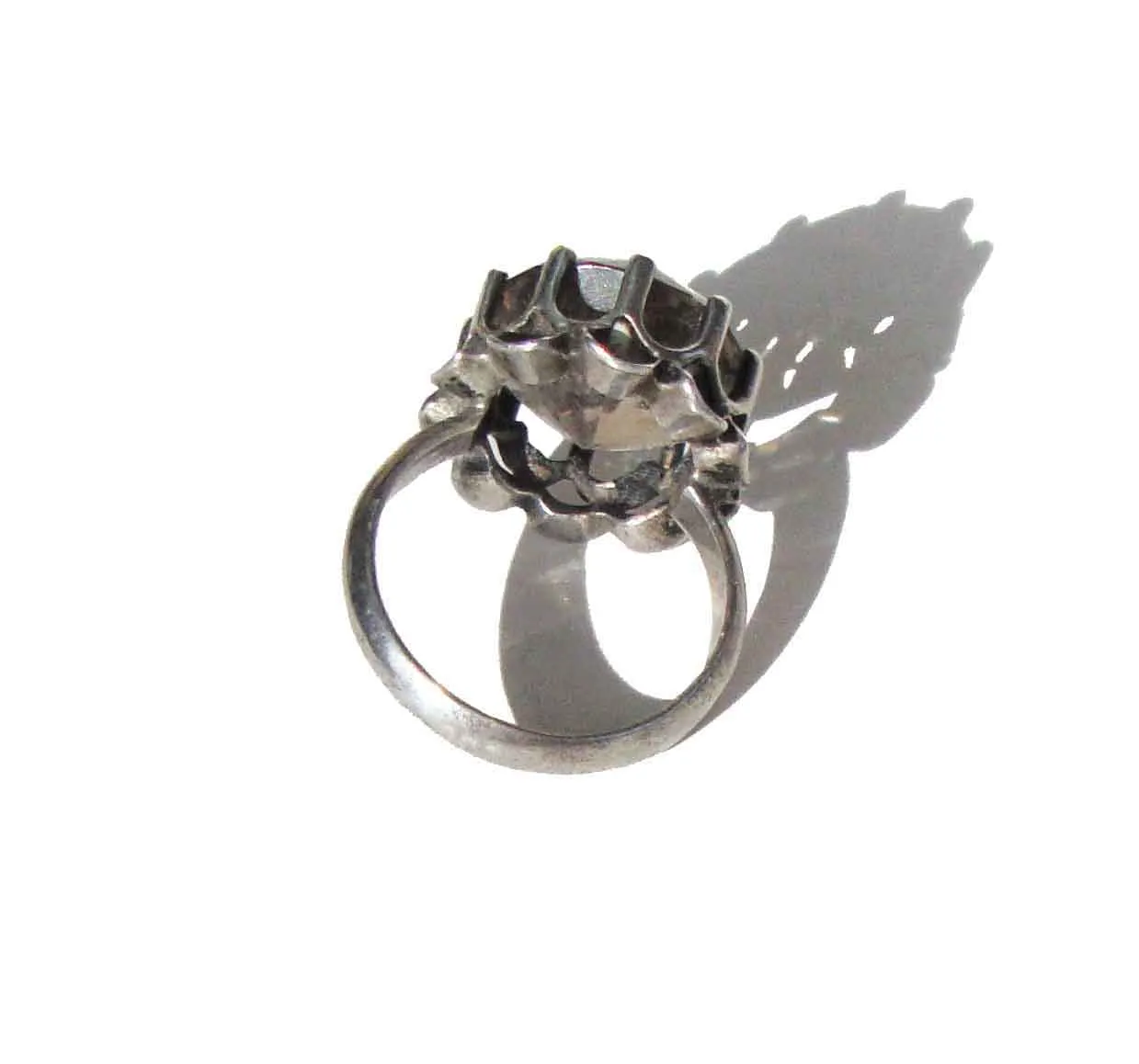 Vintage Smoky Quartz Sterling Silver Cocktail Ring Sz 7