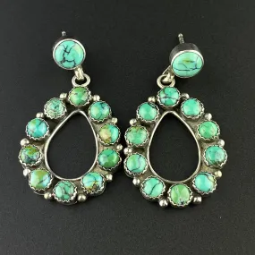 Vintage Turquoise Sterling Silver Post Hoop Earrings