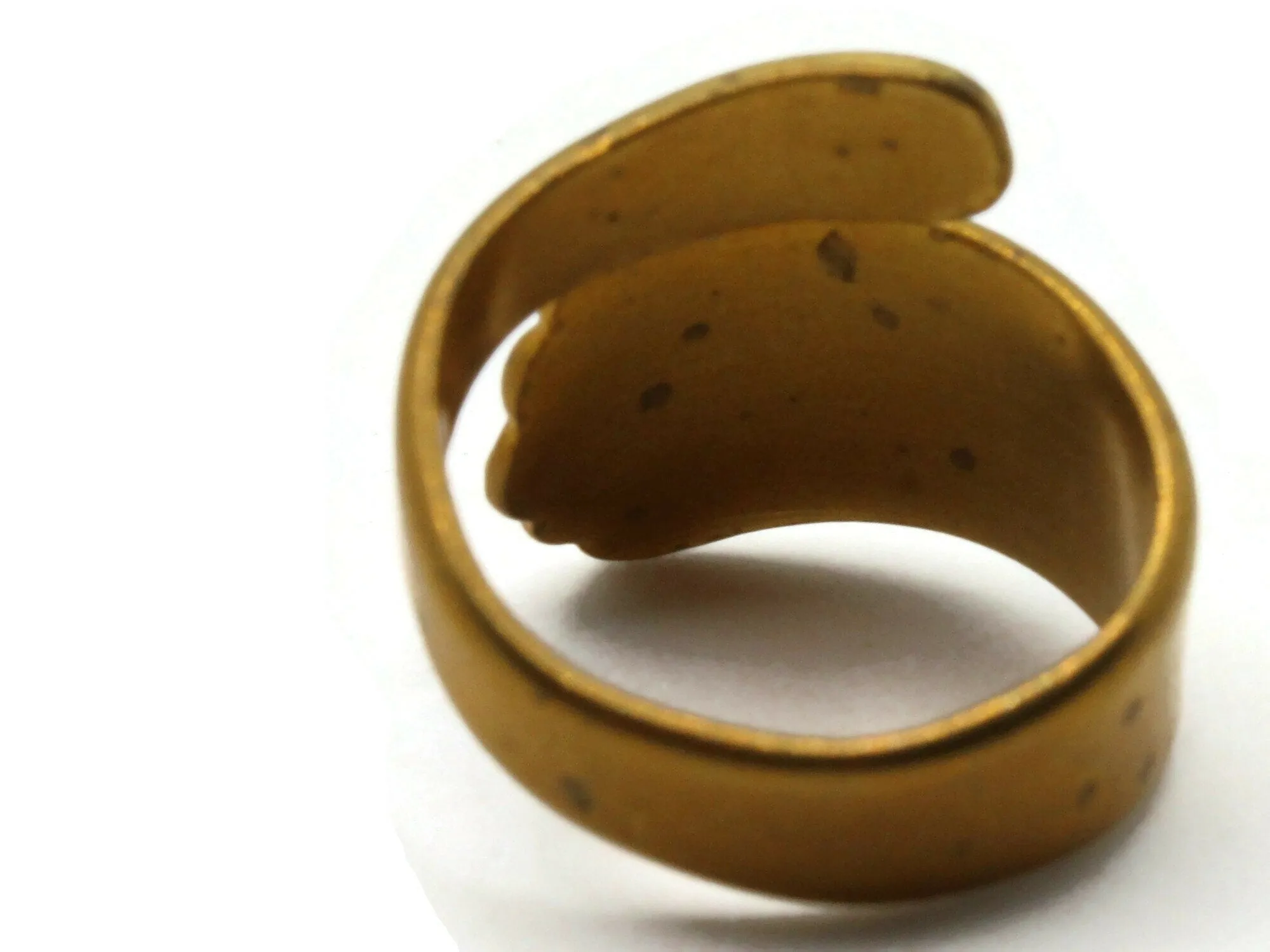 Vintage Unplated Brass Spoon Ring - Adjustable Ring