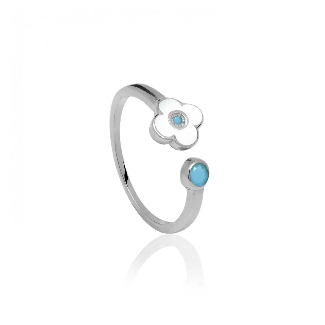 White Enamel Four Leaf Clover Ring