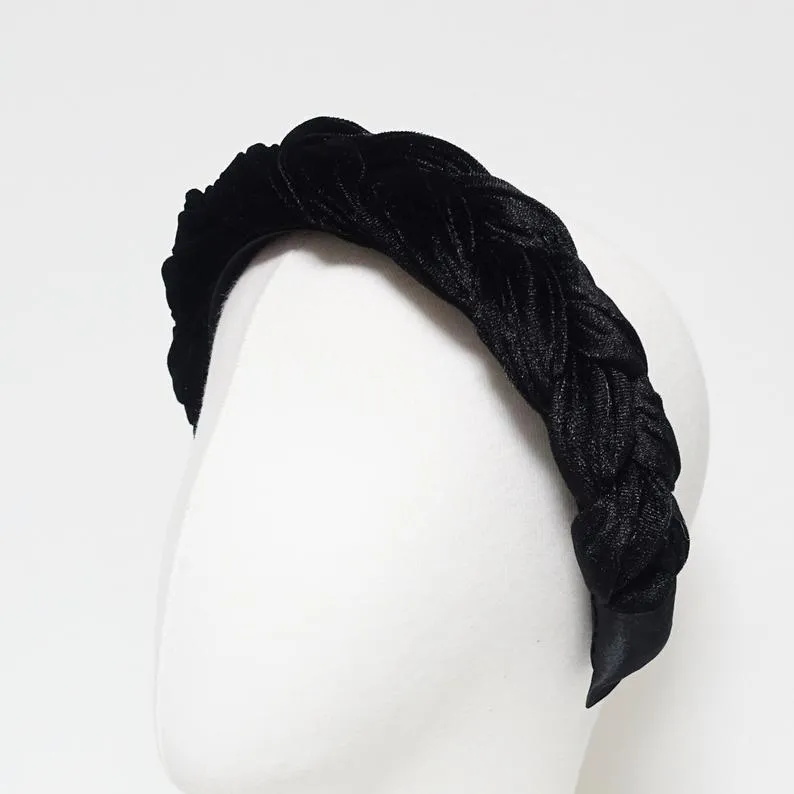 wide braided velvet headband stylish chunky hairband