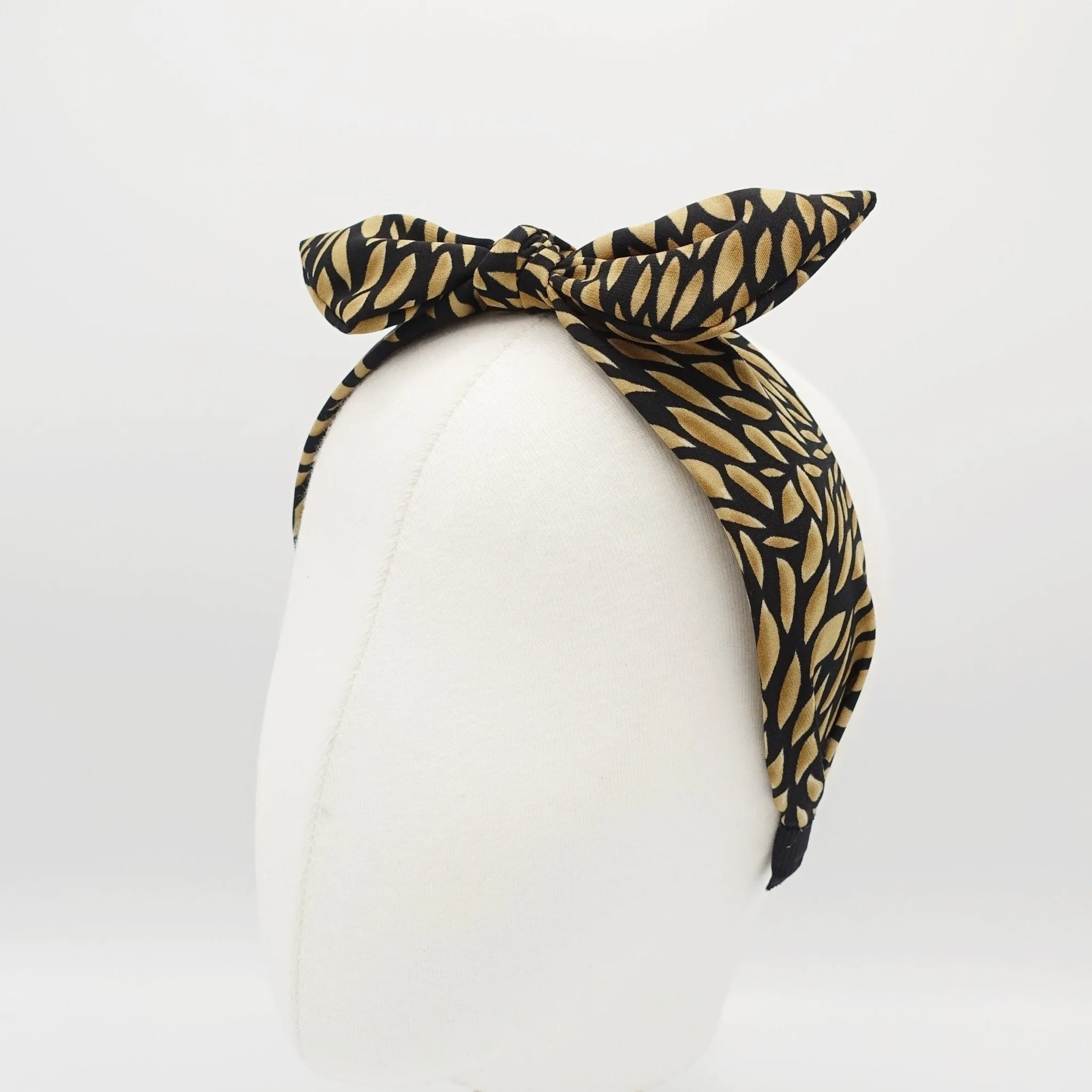 wire knotted headband bow hairband minimal leaf print hair accessory