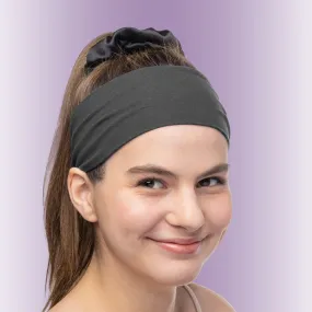 Women's Headbands Cotton Jersey 3" Wide Yoga Fitness Fashion Made in the USA Charcoal