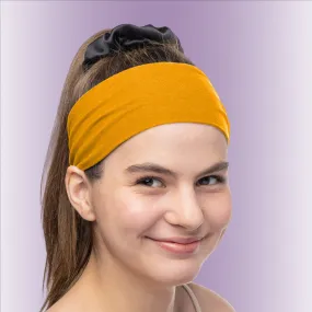 Women's Headbands Cotton Jersey 3" Wide Yoga Fitness Fashion Made in the USA Mustard