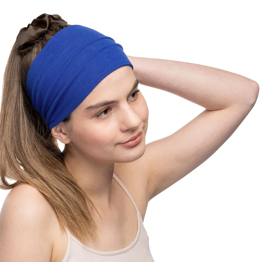 Women's Headbands Cotton Jersey 5" Wide Yoga Fitness Fashion Made in the USA Royal