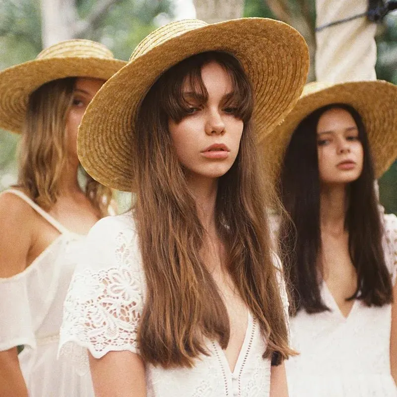 Womens Straw Hat With Black Ribbon