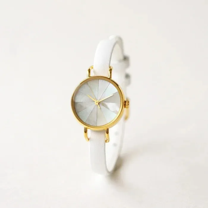 Women's Wristwatch - White South Sea Pearl Shell, Japanese handmade wrist watch