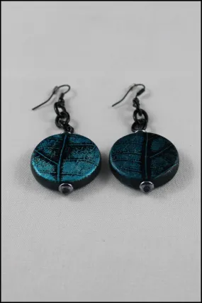 Wood Leaf Motif Drop Earrings