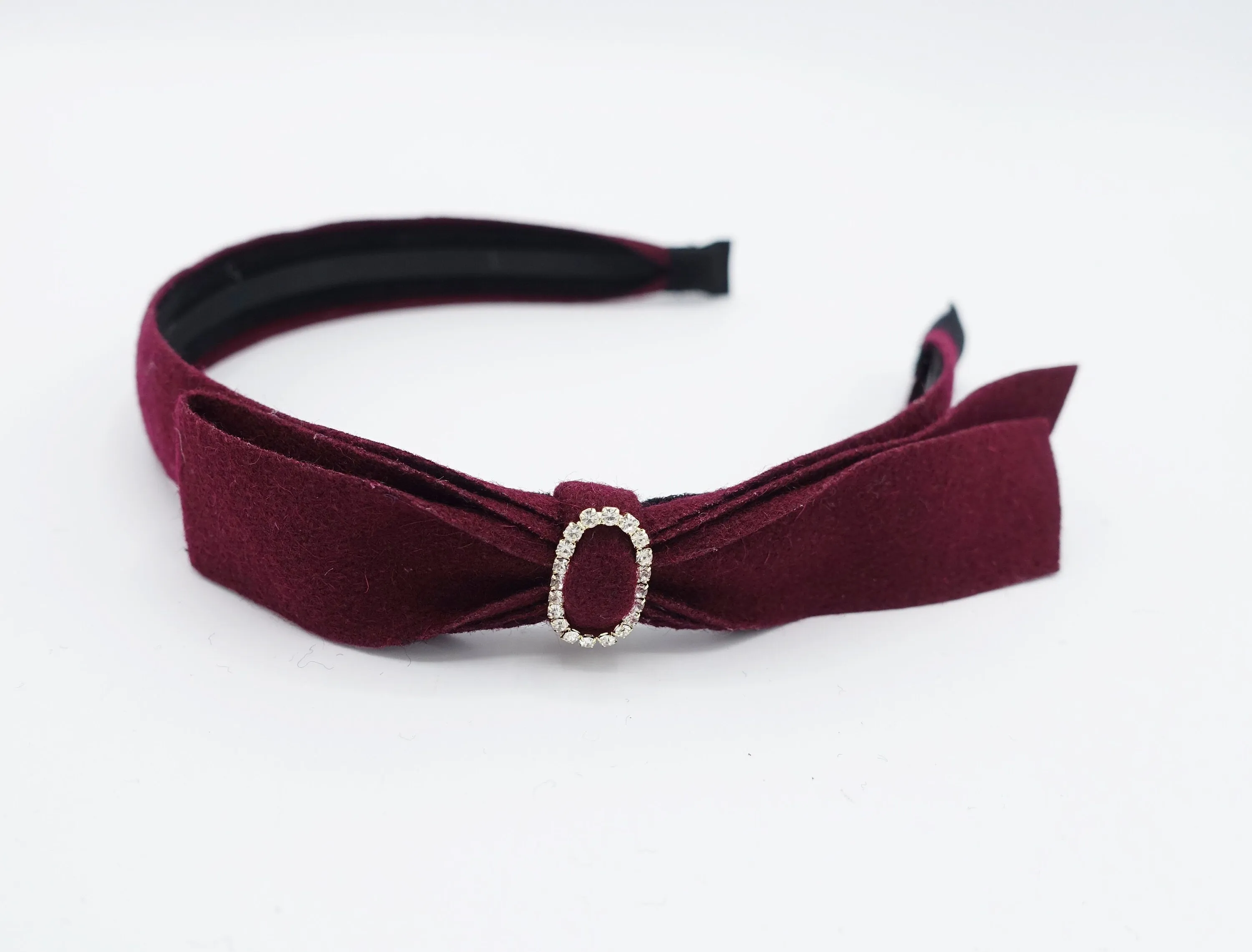 woolen bow knot headband rhinestone embellished hairband thin hairband for women