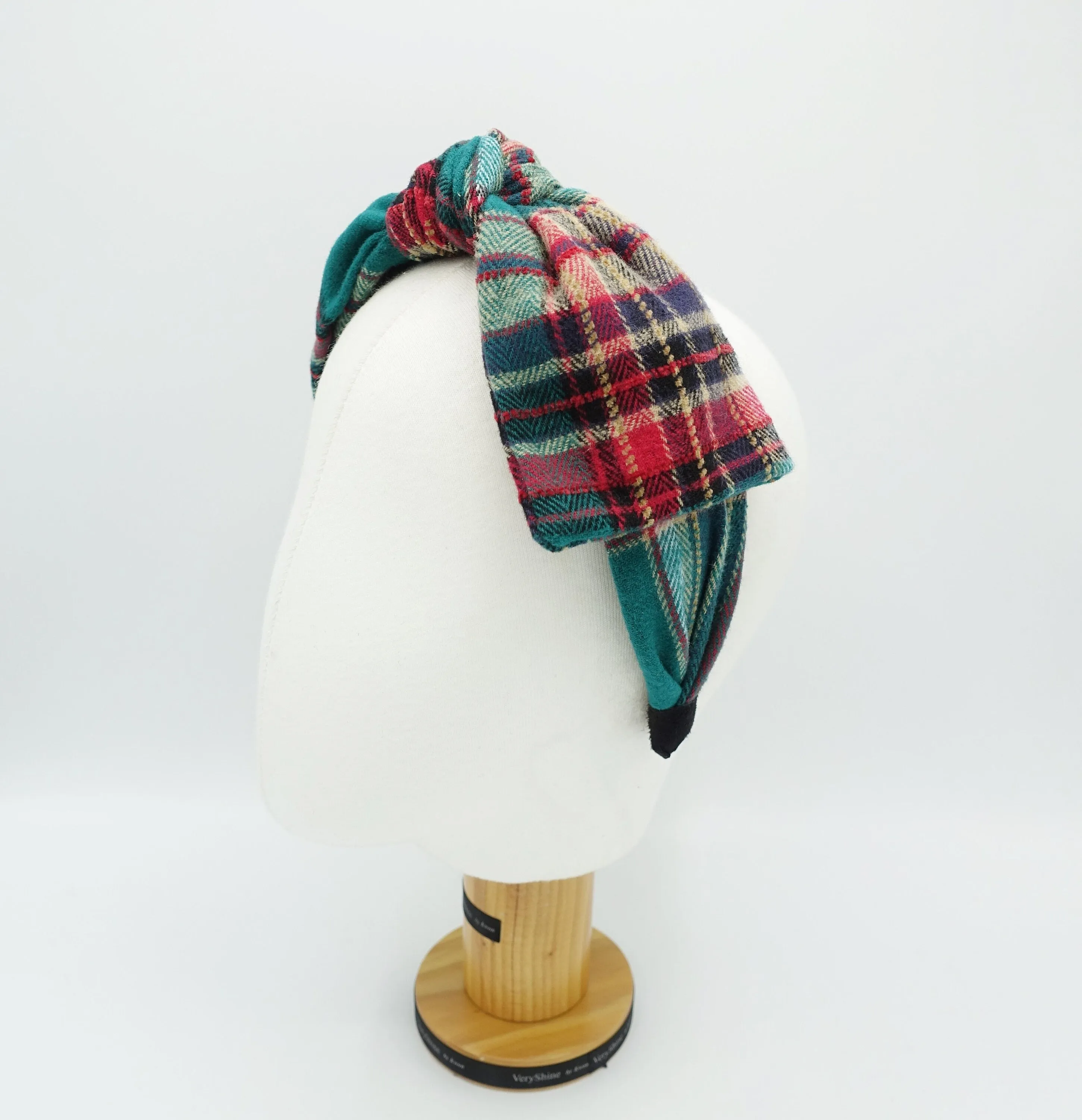 woolen plaid check bow tie headband high quality hairband for women