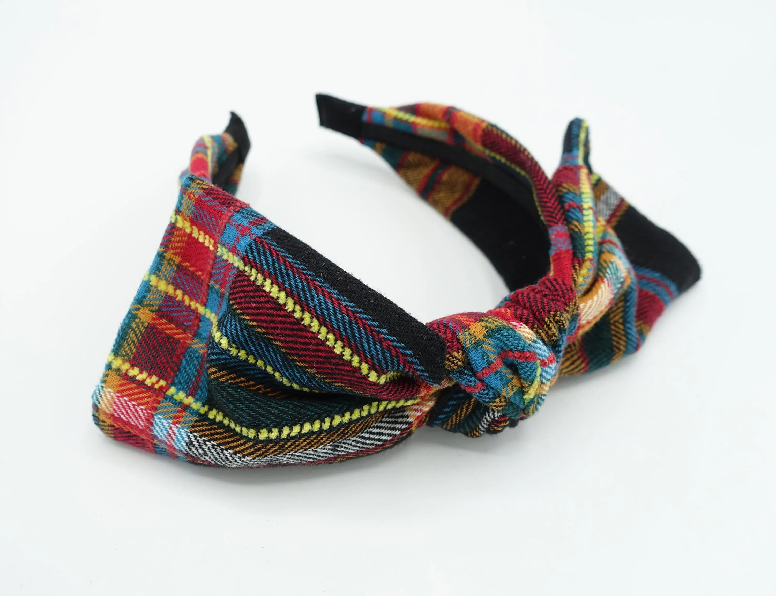 woolen plaid check bow tie headband high quality hairband for women